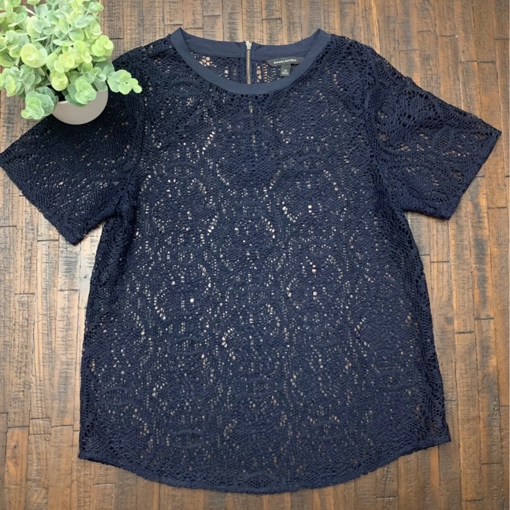 Navy Lace Top